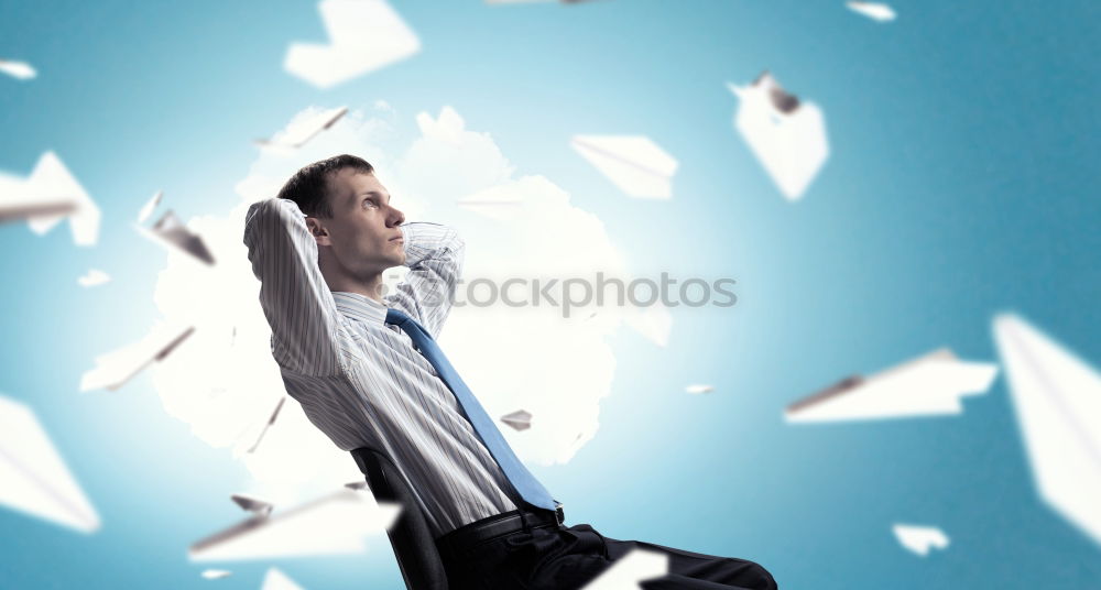 Similar – Image, Stock Photo Flying paper Joy Happy