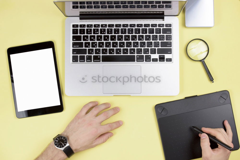 Similar – Image, Stock Photo Office desk table with computer and supplies