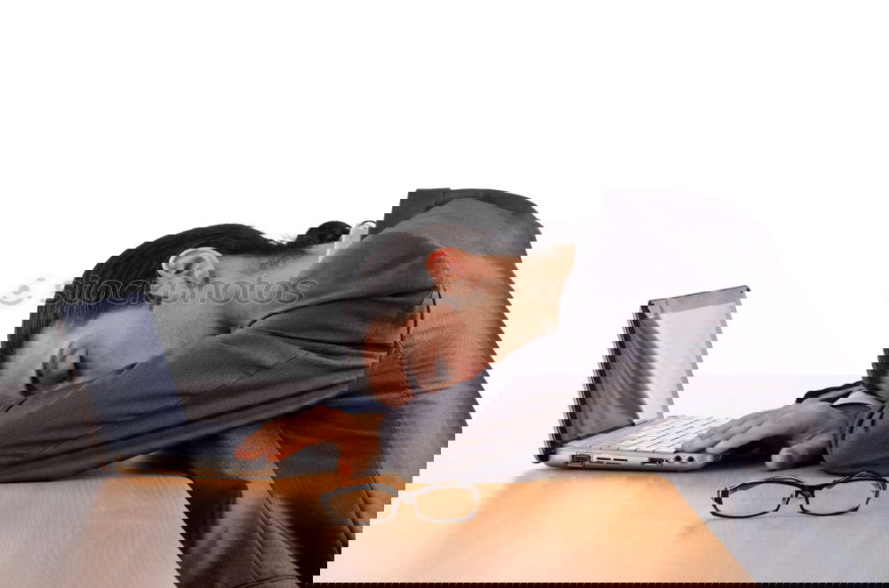 Similar – Image, Stock Photo Young tired student drinks a cup of coffee