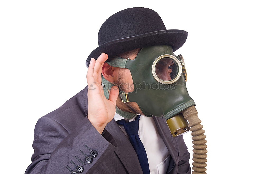 Similar – Smoker with gas mask and cigarette