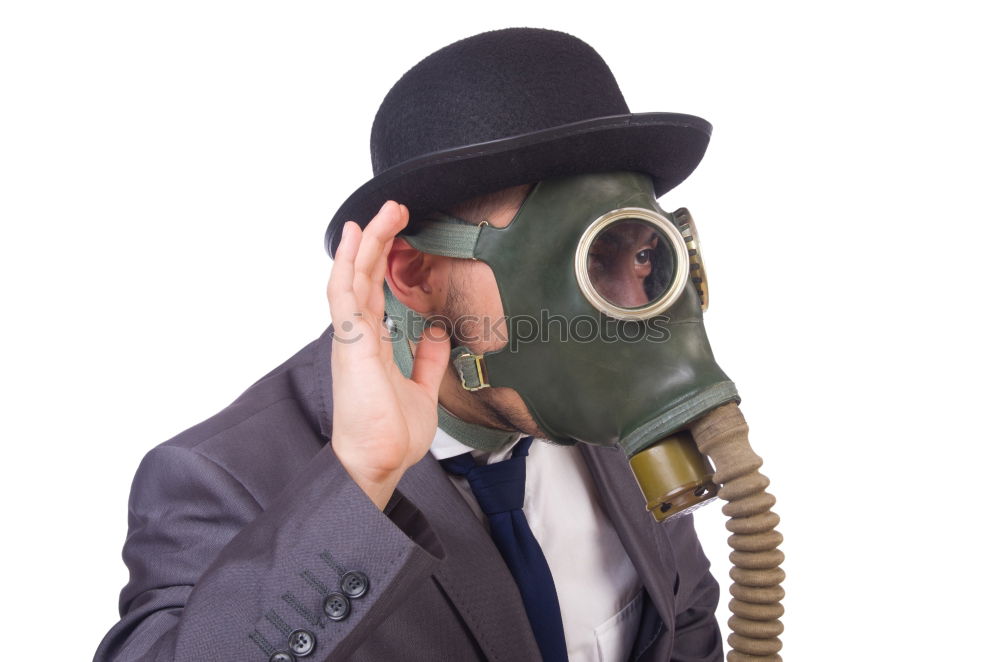 Similar – Smoker with gas mask and cigarette