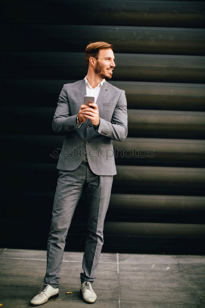 Similar – Image, Stock Photo Young bearded man on blinds with arms crossed