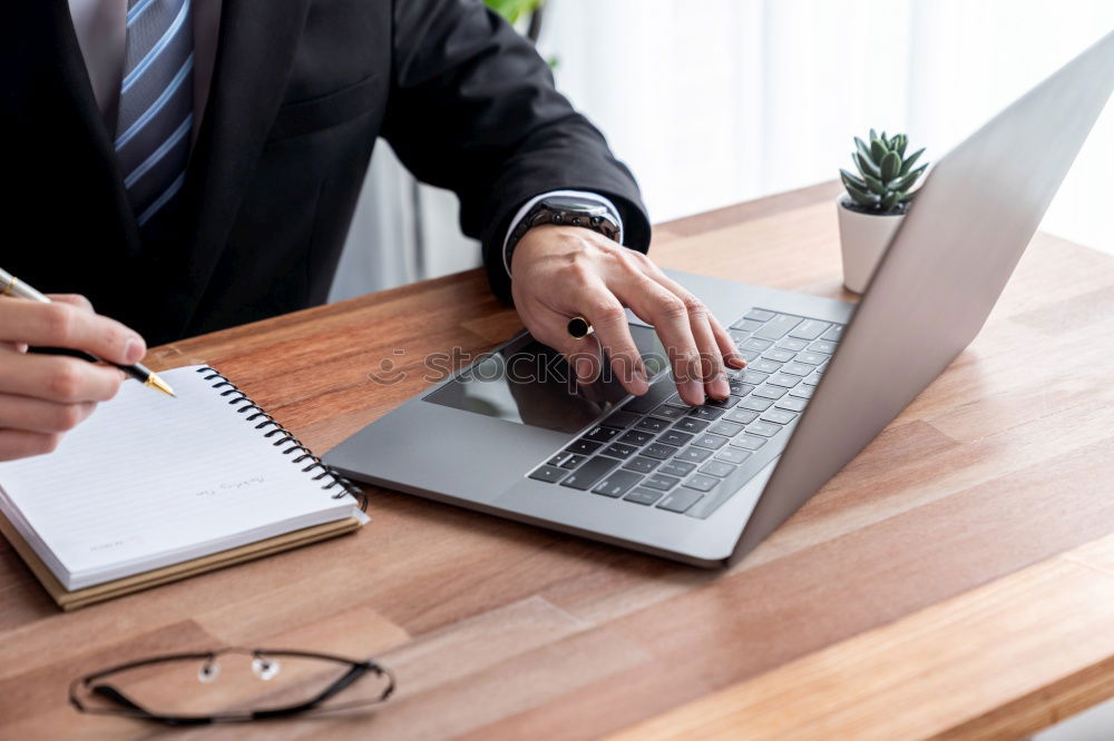 Similar – Image, Stock Photo Man is getting work done on notebook