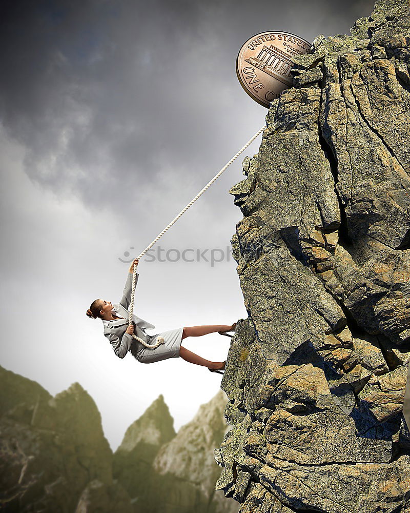 Similar – Image, Stock Photo Climber on the summit.