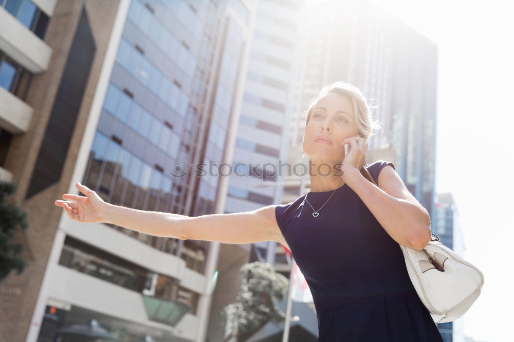 Similar – Image, Stock Photo Laughing woman posing at street