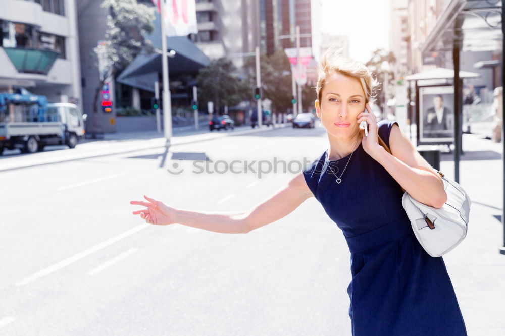 Similar – Image, Stock Photo Blonde girl posing in the city