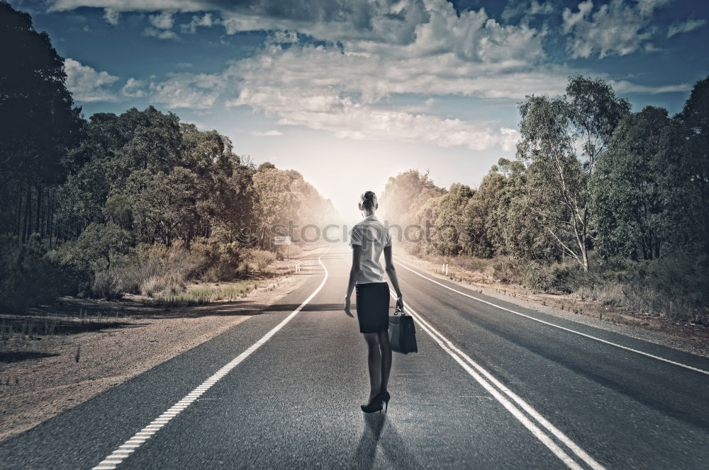 Similar – Image, Stock Photo Woman walking on rod in woods