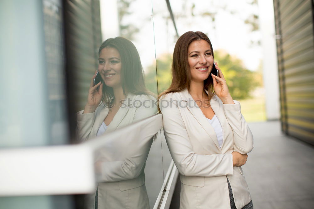 Similar – Image, Stock Photo Beautiful young caucasian woman smiling outdoors