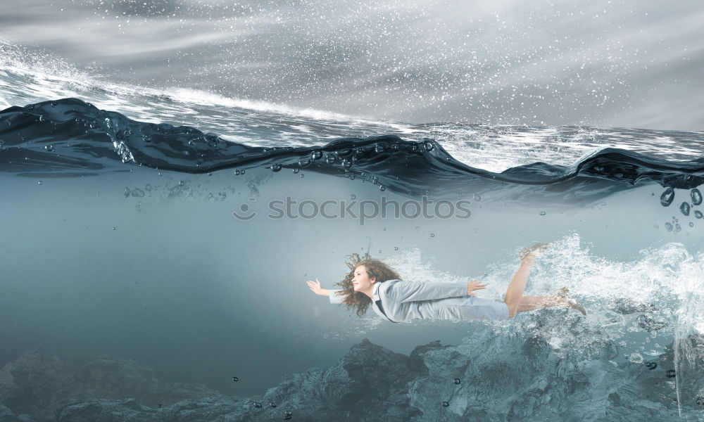 Image, Stock Photo Woman with closed eyes in water