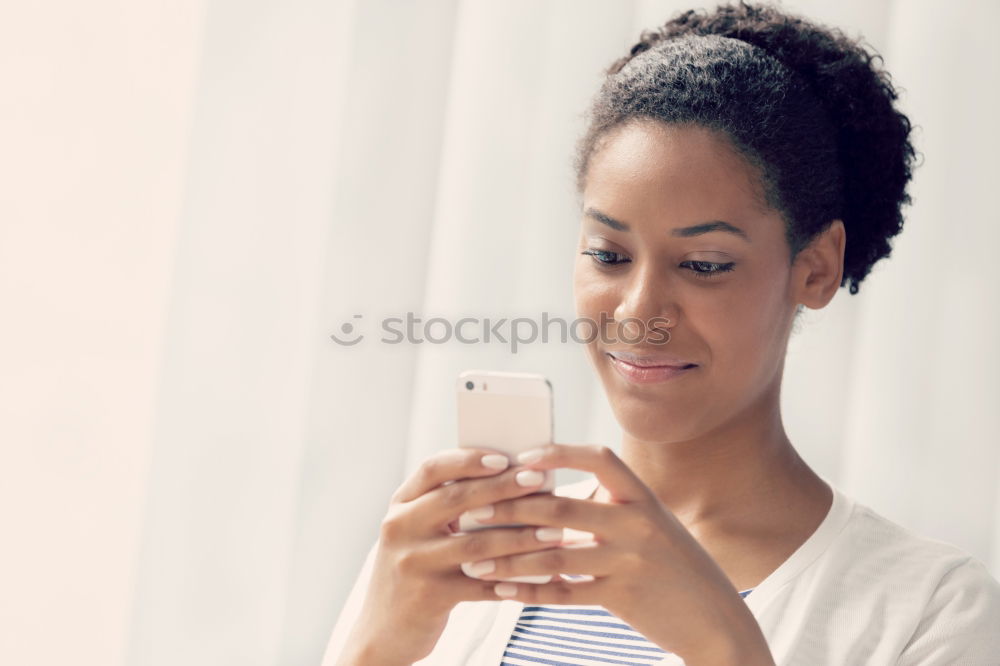 Similar – Image, Stock Photo Young casual woman using her smartphone