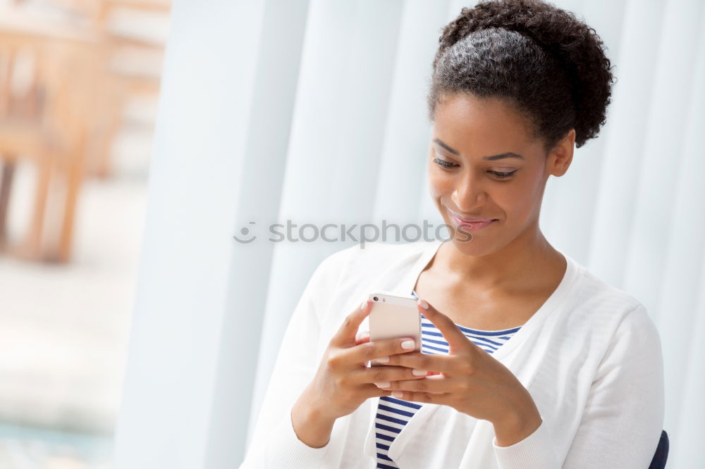 Similar – Image, Stock Photo Young casual woman using her smartphone