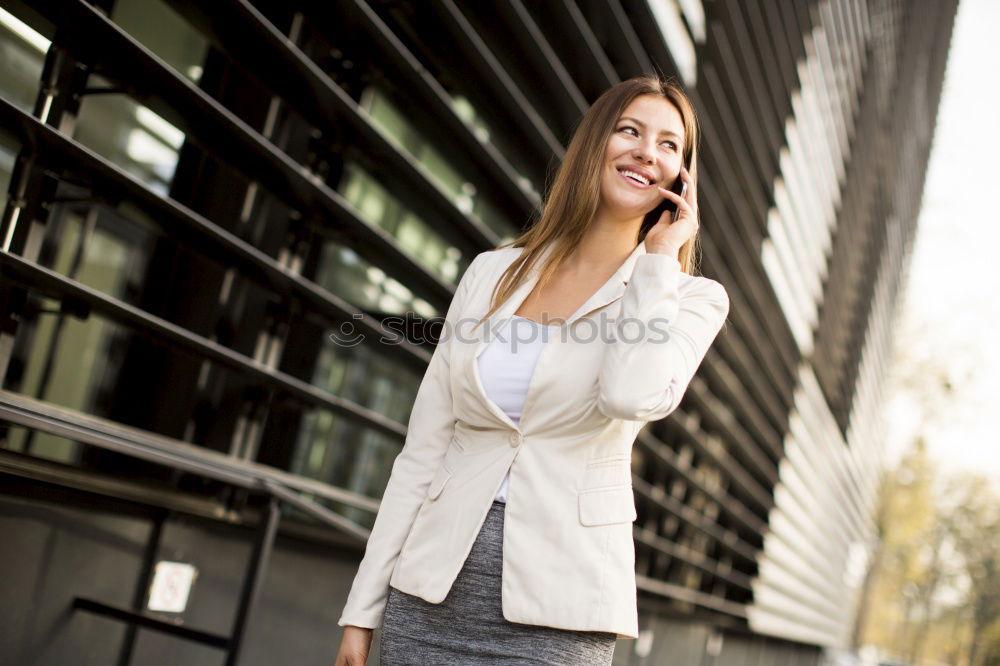 Similar – Image, Stock Photo Blond mature smiling woman on street