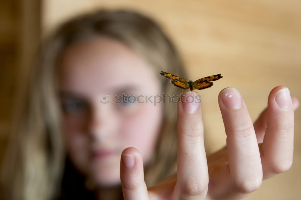 Similar – Image, Stock Photo Nina and the Butterfly