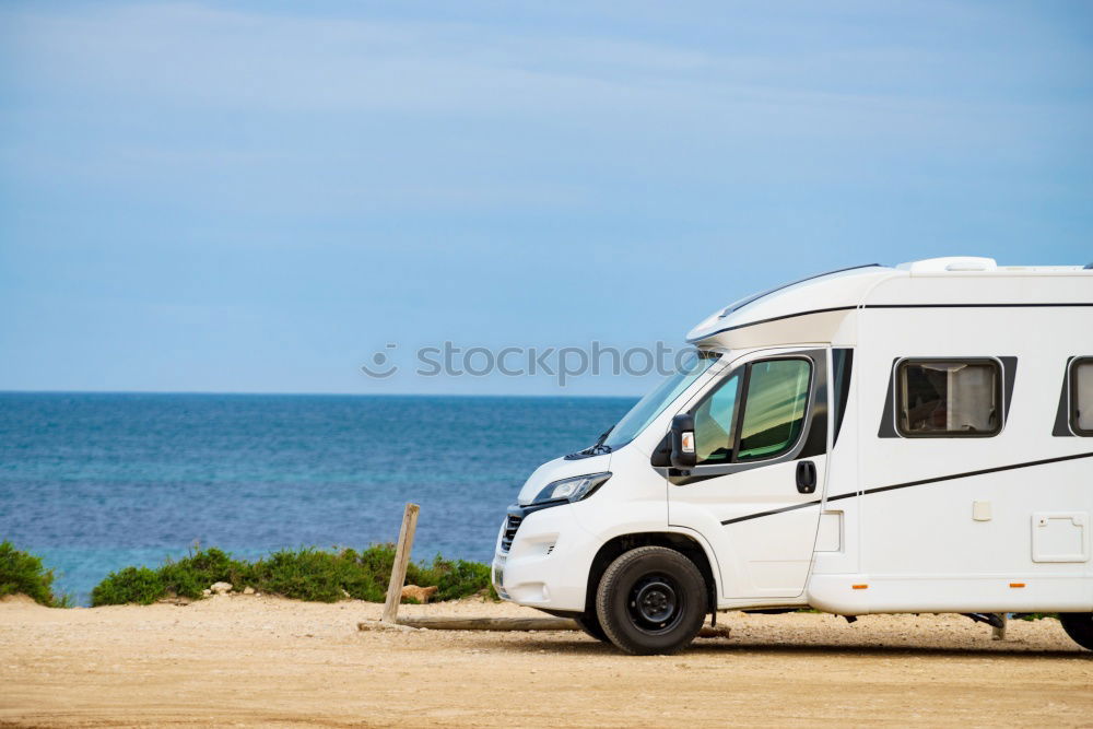 Similar – Image, Stock Photo Motorhome, Pickup at the beach