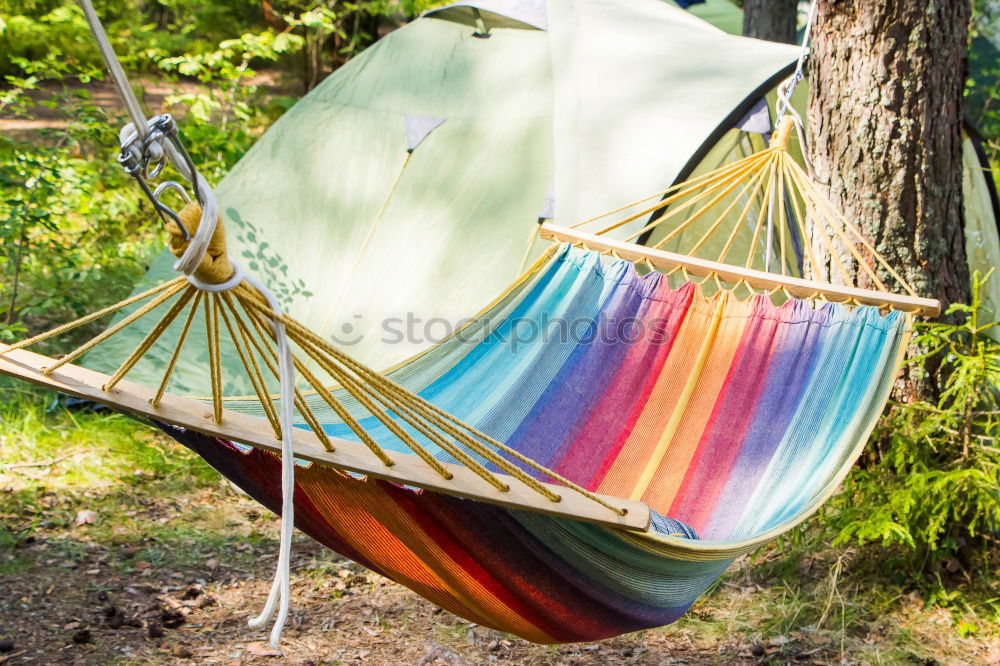 Young woman relaxing in the hammock in nature