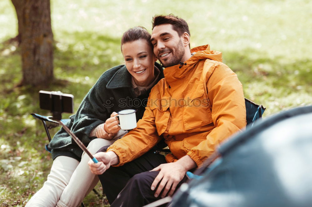 Similar – Couple taking a selfie on the motorcycle