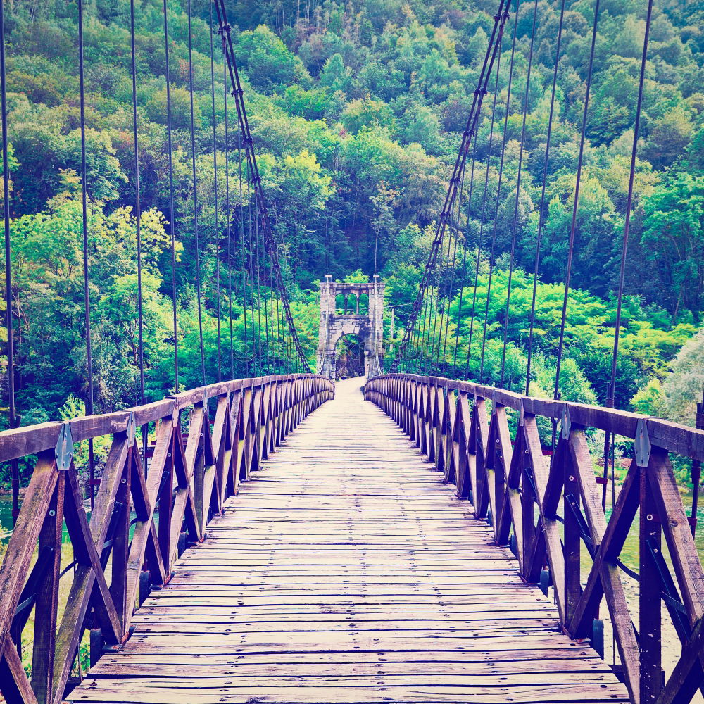 Similar – Side view of the Geierlay suspension bridge in autumn