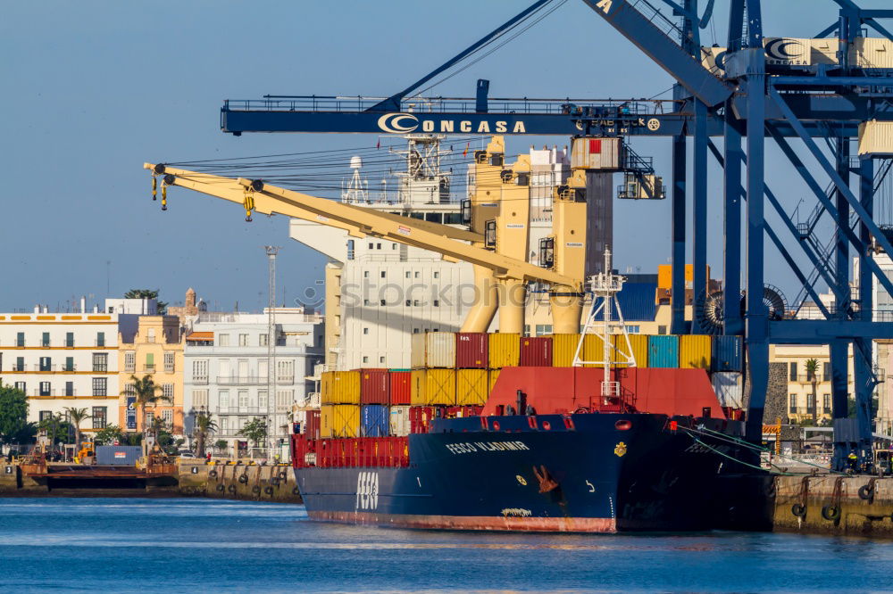 Similar – Ships in the container port of Hamburg