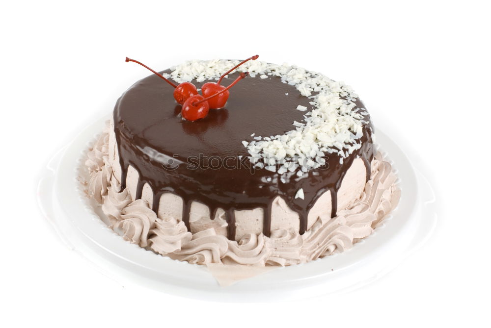 Similar – Image, Stock Photo Black Forest cherry cake on white background