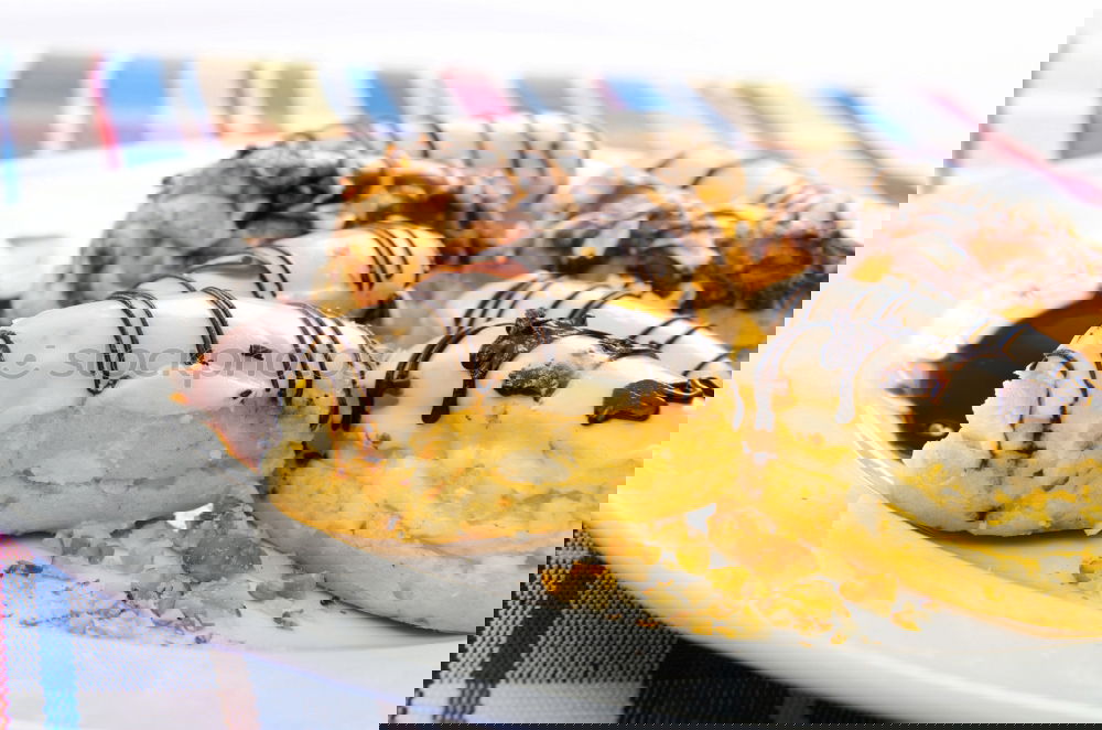 Similar – Image, Stock Photo Breakfast belgian with waffles with ice cream