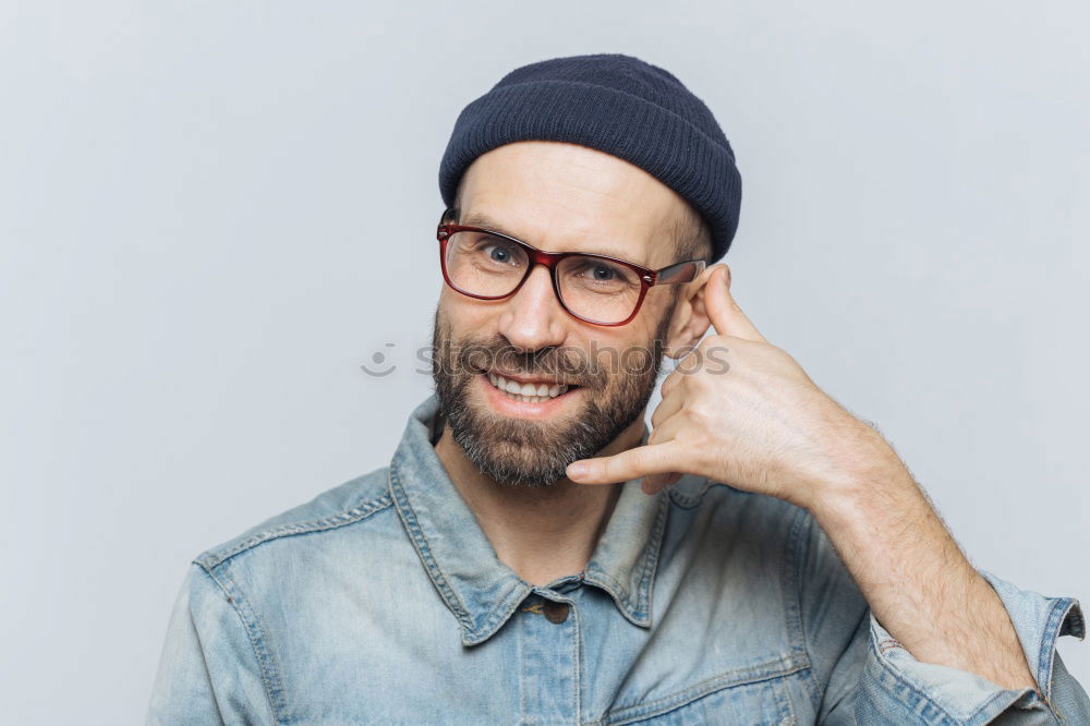 Similar – Image, Stock Photo Man with mustache talking on the phone.