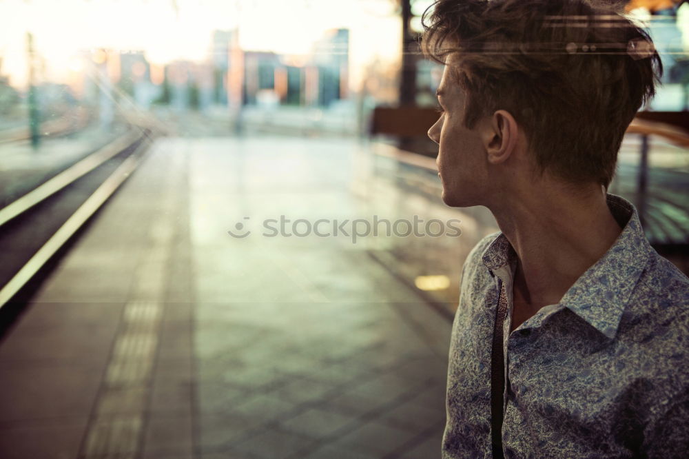 Similar – Image, Stock Photo Redhead teen woman alone in an urban place