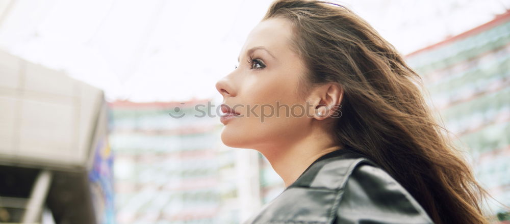 Similar – Image, Stock Photo Woman looking at reflection in window