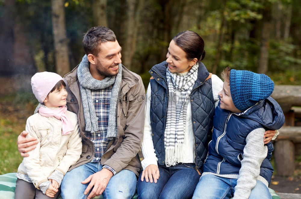 Similar – Image, Stock Photo Happy family enjoying together leisure in the forest