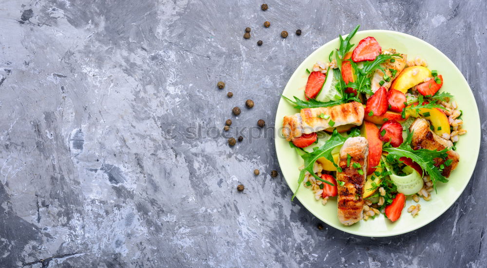 Similar – Image, Stock Photo Healthy lunch Food with chicken salad