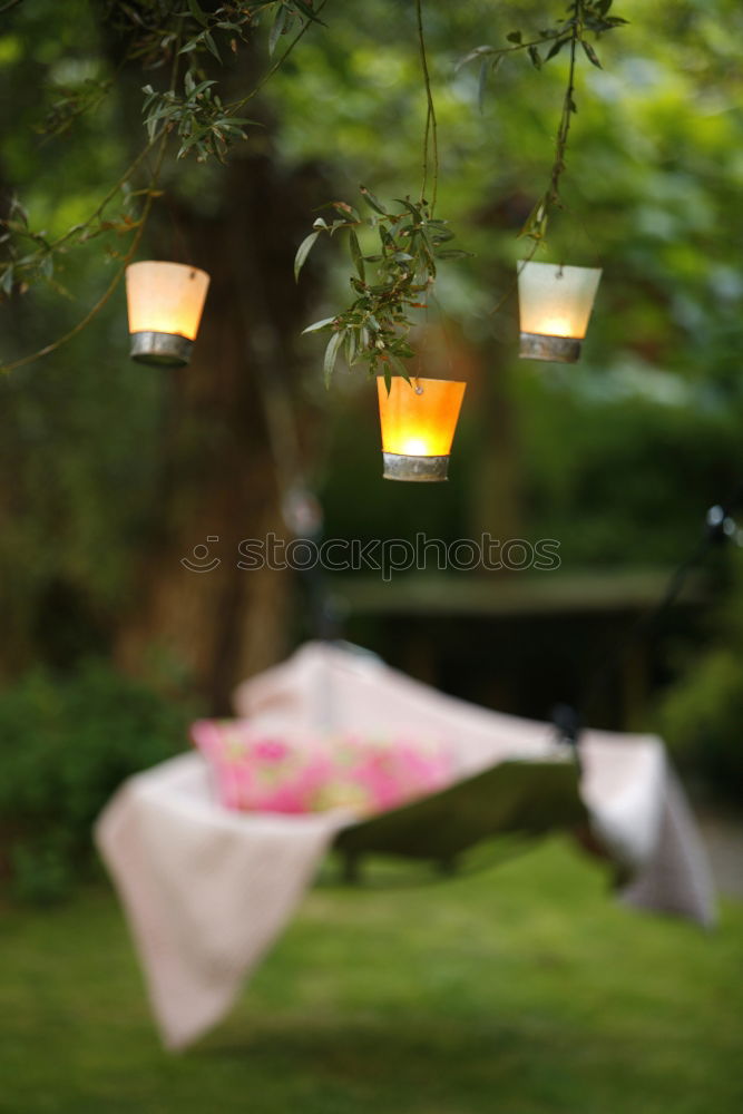 Image, Stock Photo Candle lantern and table