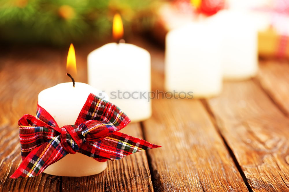 Image, Stock Photo Christmas present with candle and decoration