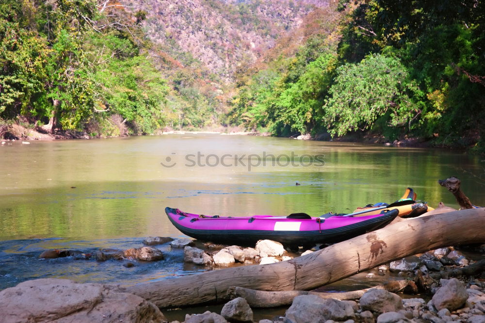 Image, Stock Photo Young man kayaking on the Dunajec river