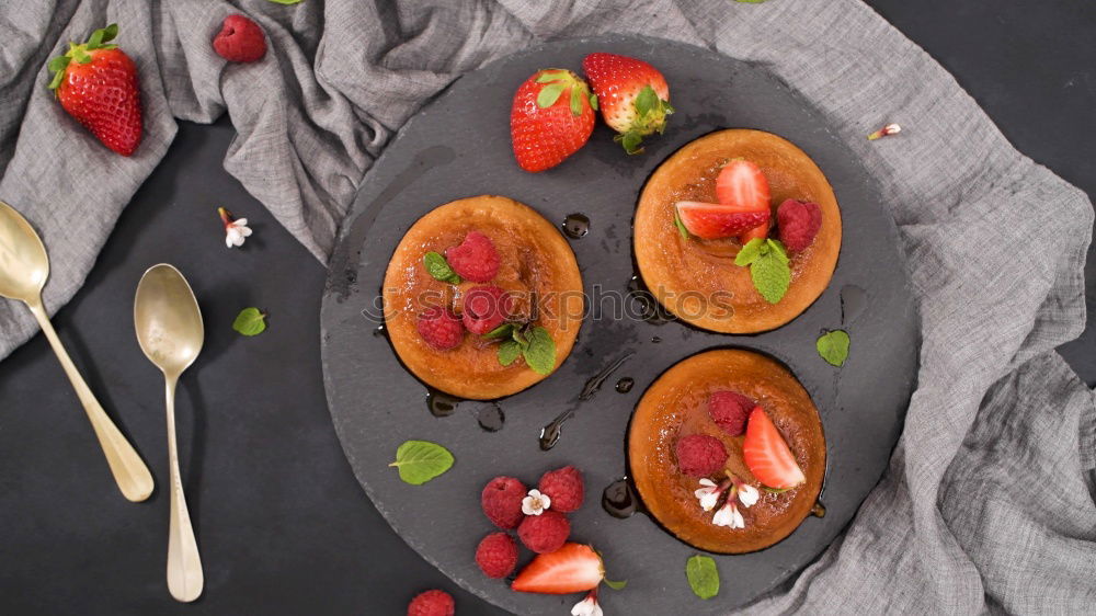 Similar – Image, Stock Photo Peaches with cheese and honey in a baking tin