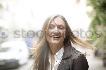 Similar – Image, Stock Photo Blond mature smiling woman on street