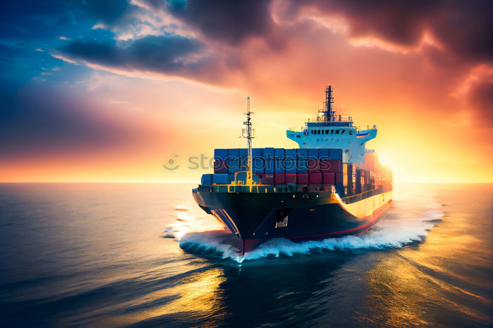 Similar – Image, Stock Photo Container ship in the evening sun in the Hamburg container port