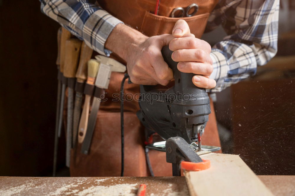 Image, Stock Photo Firmer chisel on a wooden table