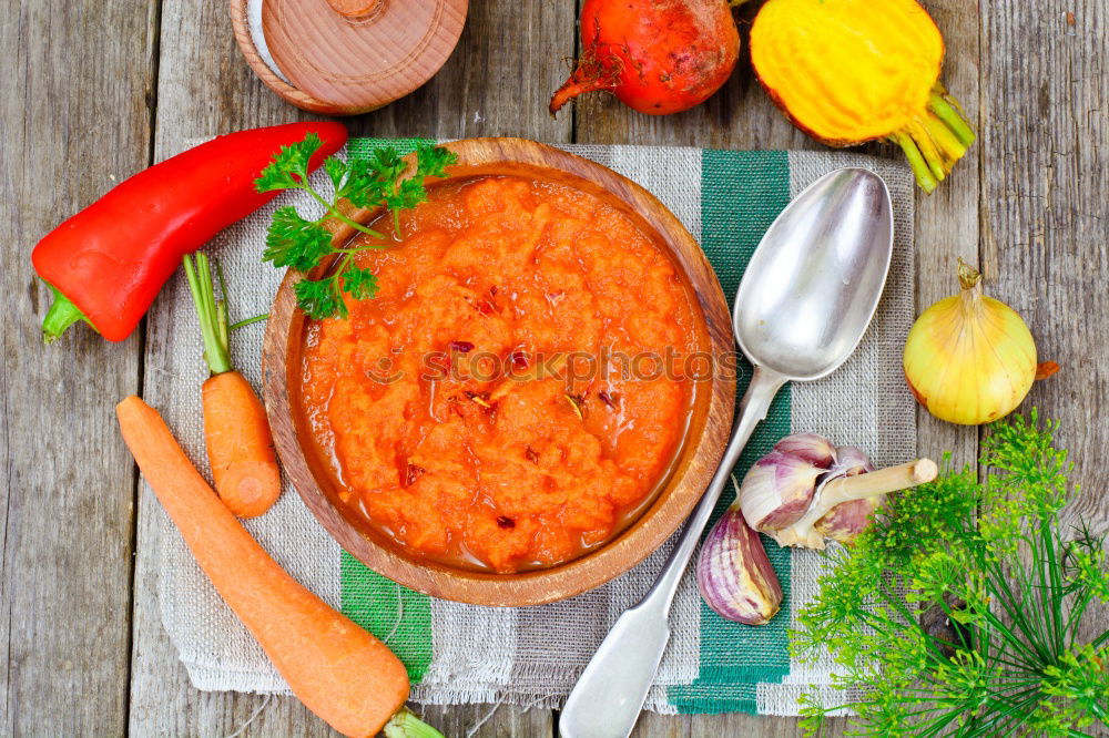 Similar – Image, Stock Photo Pumpkin soup puree