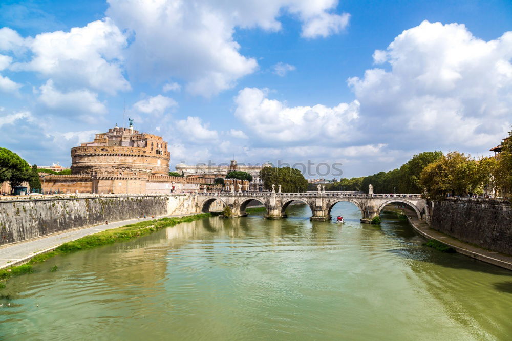 Similar – Angel castle with bridge by day and blue sky