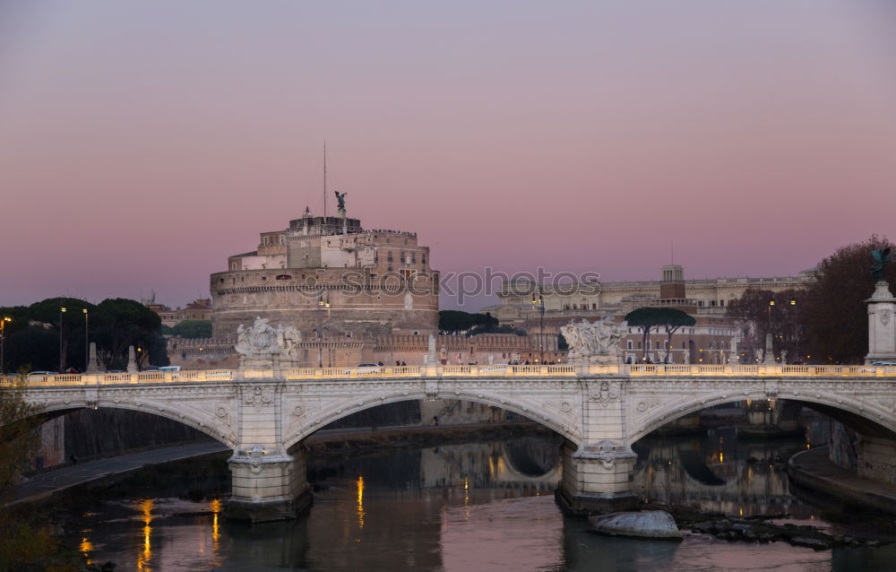 Similar – Image, Stock Photo Angel castle with bridge at night