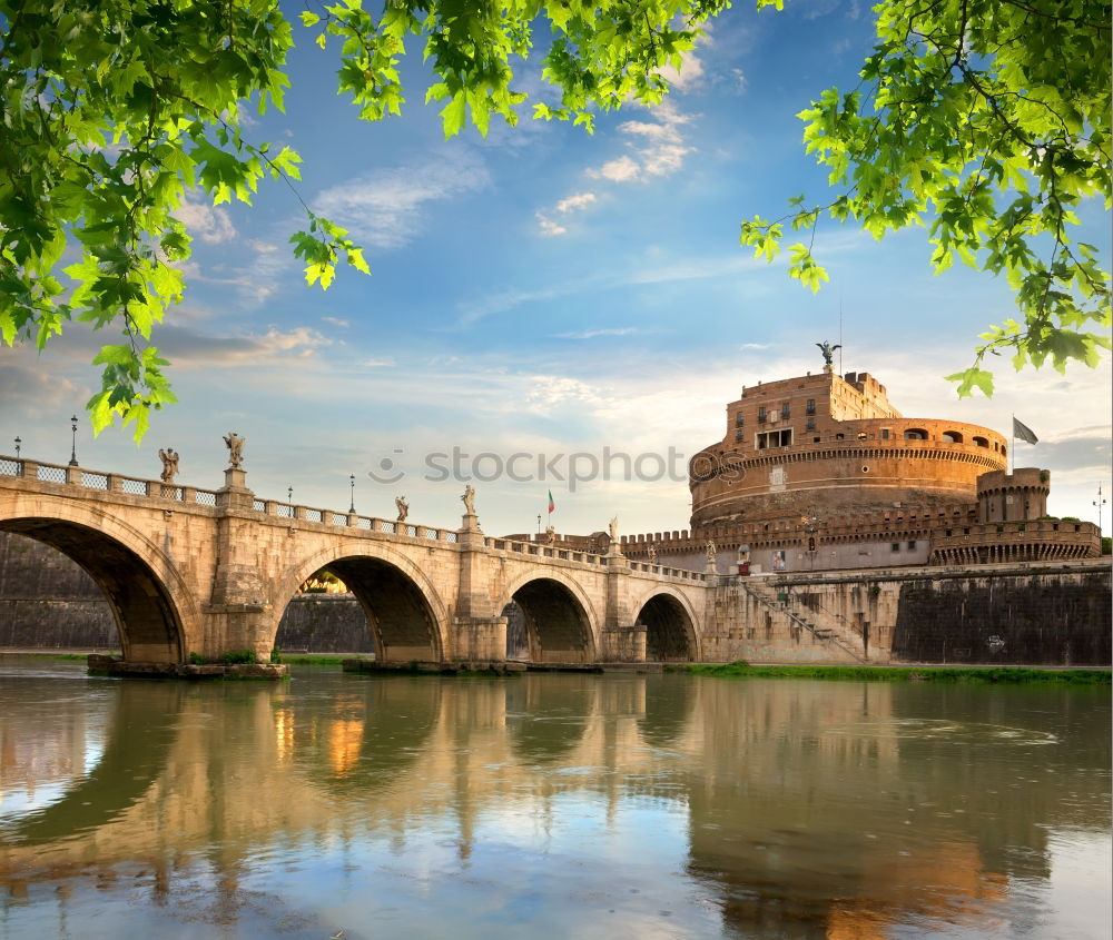 Similar – Angel castle with bridge by day and blue sky