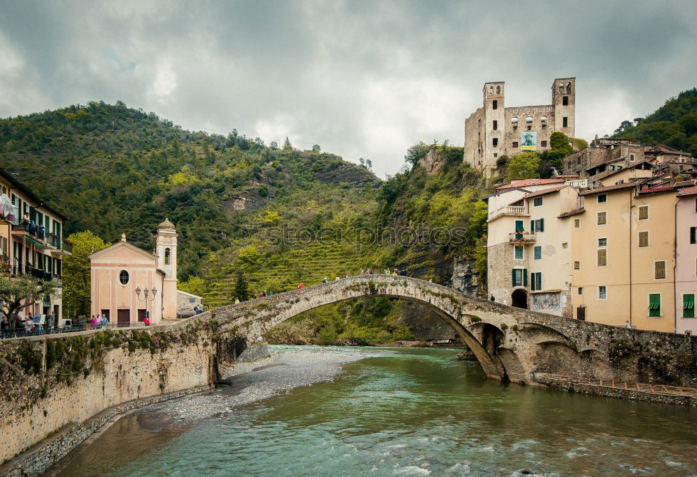 Similar – Image, Stock Photo stone bridge of an ancient village under cloudy sky