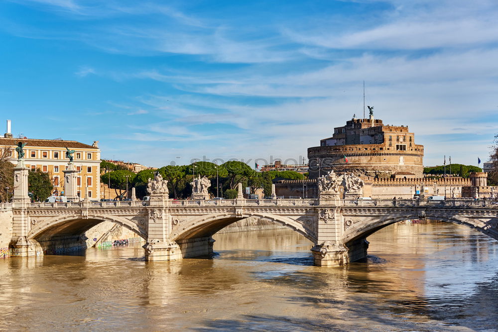 Similar – Angel castle with bridge by day and blue sky