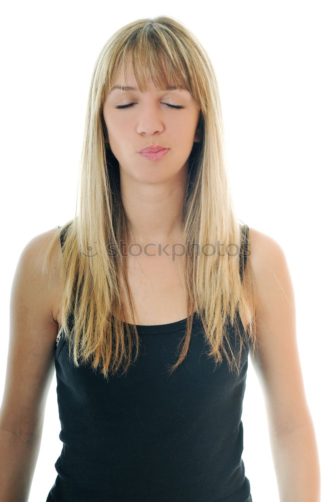 Similar – Analog portrait (35mm) of a young, slim, athletic woman sitting on a couch in her underwear and looking at the camera