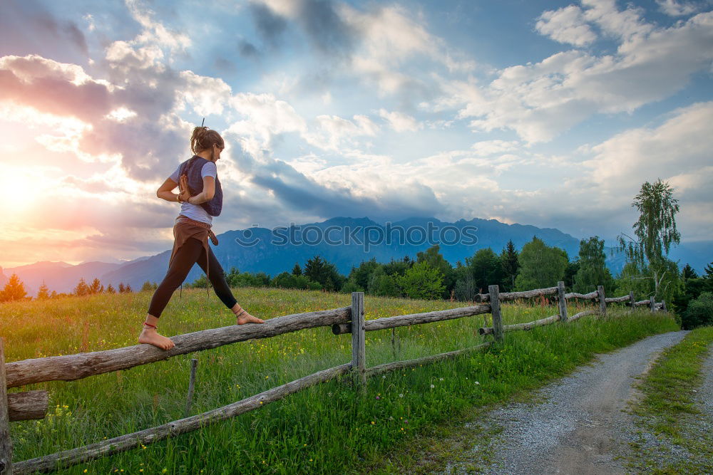 Woman jogging in countryside