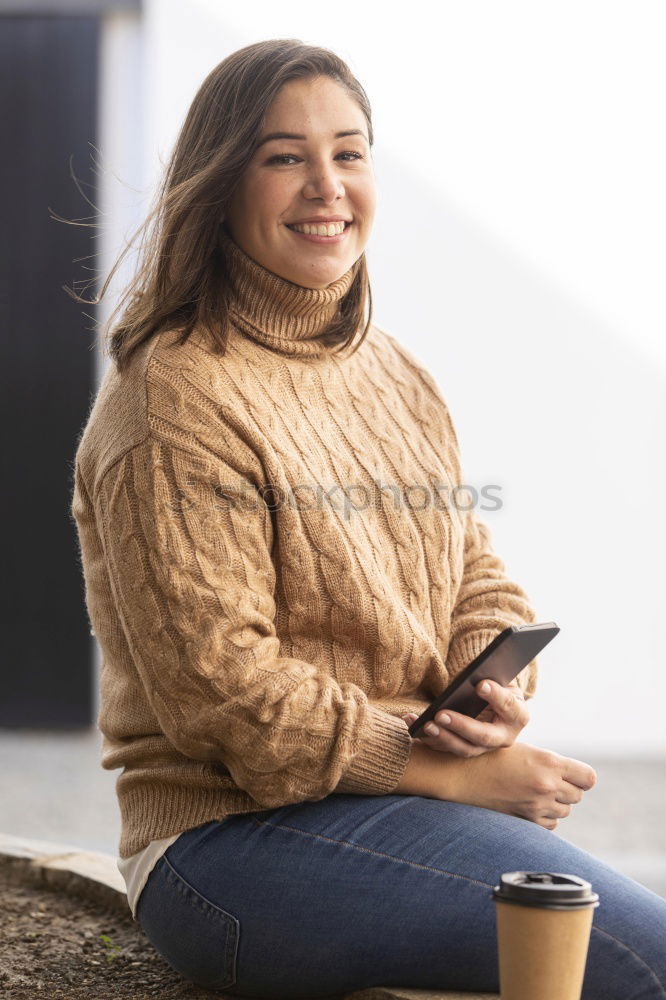 Similar – Image, Stock Photo Cheerful pretty young woman