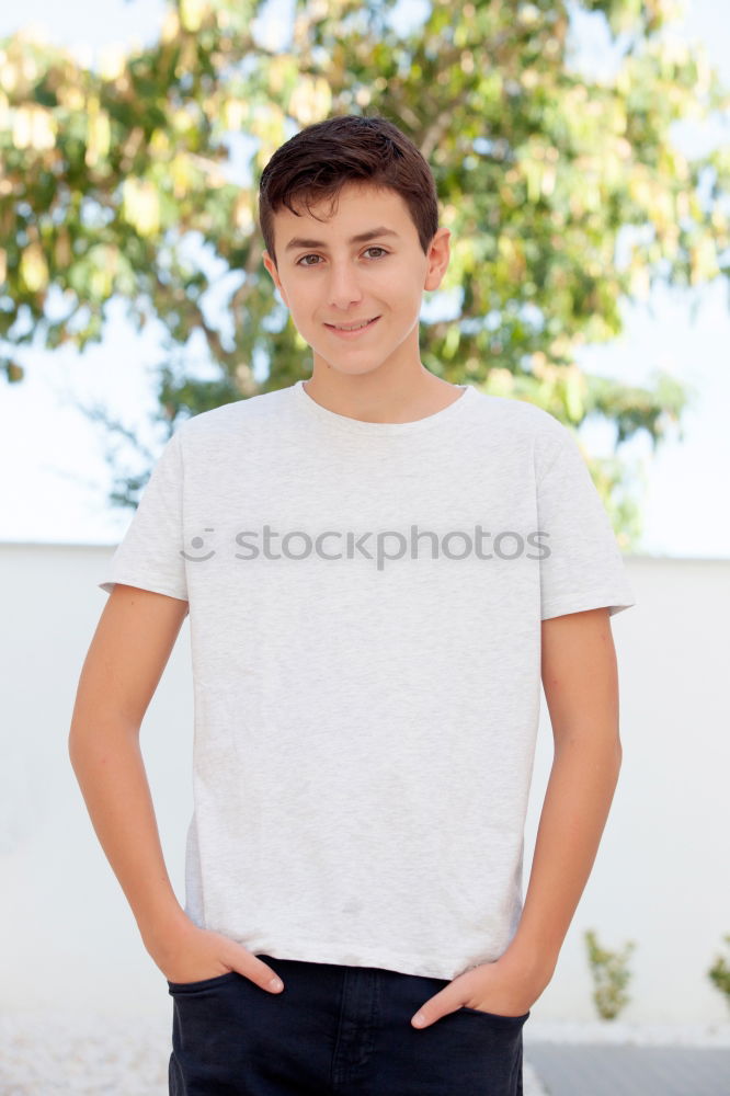 Similar – Image, Stock Photo Nice preteen boy Joy Happy
