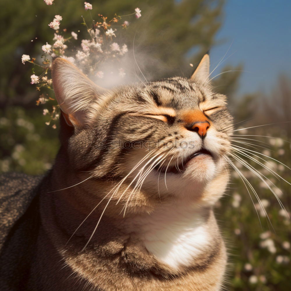 Similar – striped domestic cat in the grass