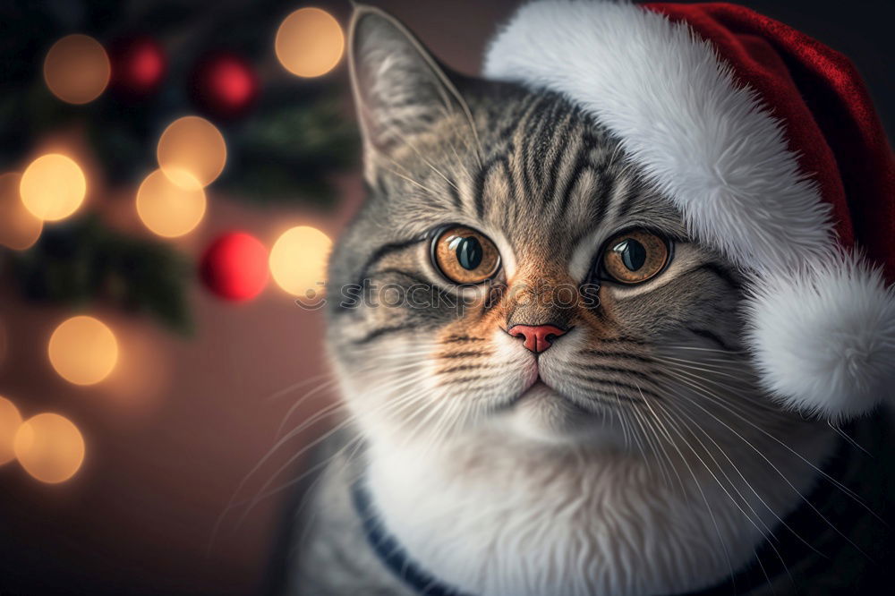 Foto Bild Katze in einer Weihnachtsmütze