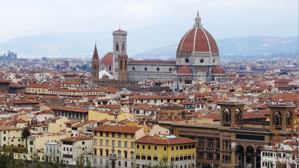 Image, Stock Photo The view of the roofs of Florence with the cathedral