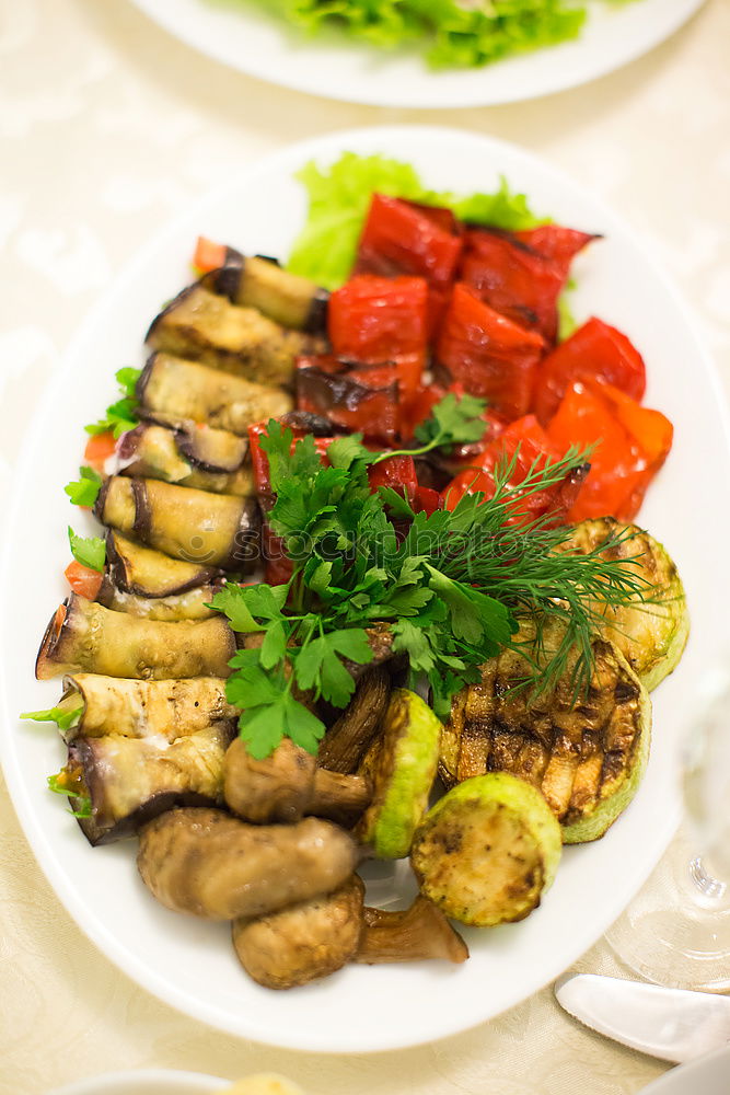 Similar – Image, Stock Photo Delicious grilled vegetables on a white plate